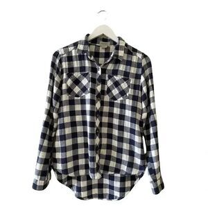 Passport Long Sleeves Cotton Plaid Unisex Long Sleeves Button Down, L
